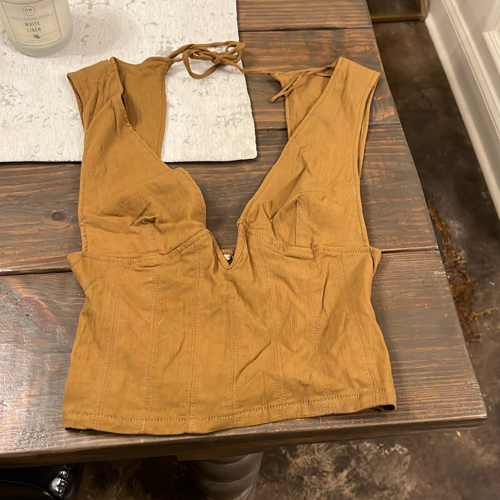 Free people Tightly Bound Tank. Pretty brown/military free color